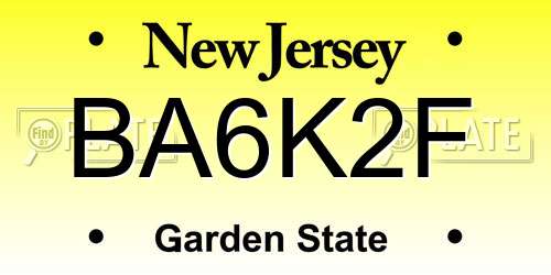 BA6K2F New Jersey License Plate