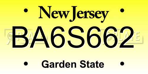 BA6S662 New Jersey License Plate