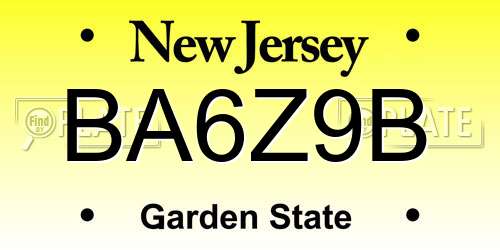 BA6Z9B New Jersey License Plate