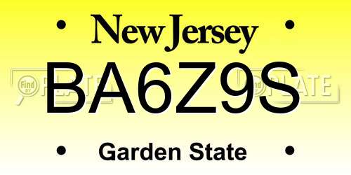 BA6Z9S New Jersey License Plate