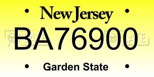 BA76900 New Jersey License Plate