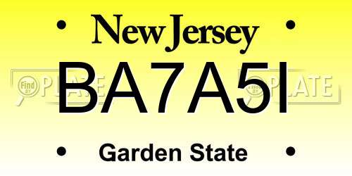 BA7A5I New Jersey License Plate