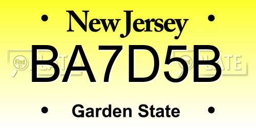 BA7D5B New Jersey License Plate