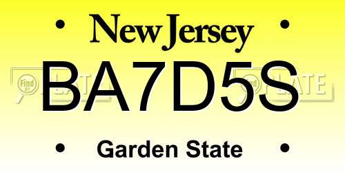 BA7D5S New Jersey License Plate