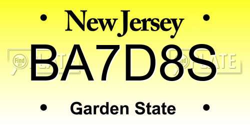 BA7D8S New Jersey License Plate