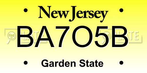 BA7O5B New Jersey License Plate