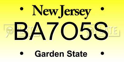 BA7O5S New Jersey License Plate