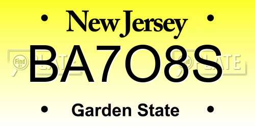 BA7O8S New Jersey License Plate