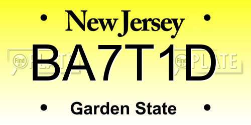 BA7T1D New Jersey License Plate