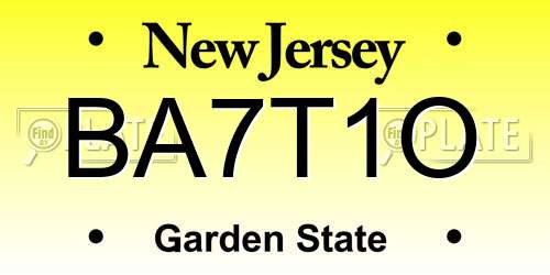 BA7T1O New Jersey License Plate