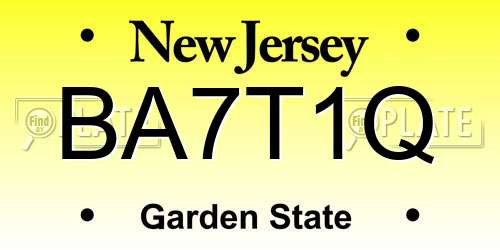 BA7T1Q New Jersey License Plate