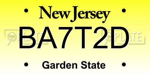BA7T2D New Jersey License Plate