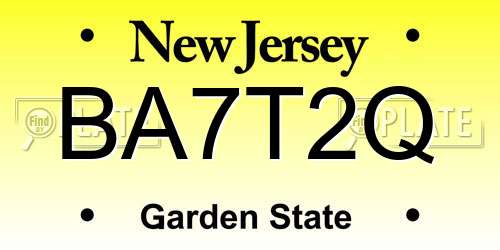 BA7T2Q New Jersey License Plate