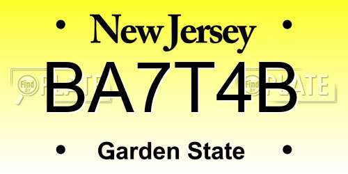 BA7T4B New Jersey License Plate