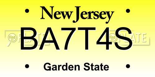 BA7T4S New Jersey License Plate