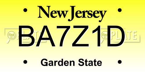 BA7Z1D New Jersey License Plate