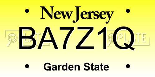 BA7Z1Q New Jersey License Plate