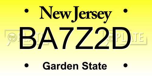 BA7Z2D New Jersey License Plate