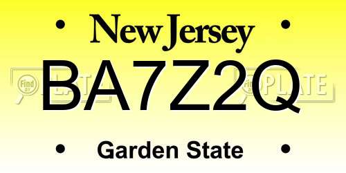 BA7Z2Q New Jersey License Plate