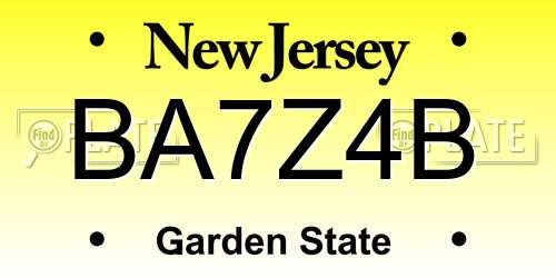 BA7Z4B New Jersey License Plate
