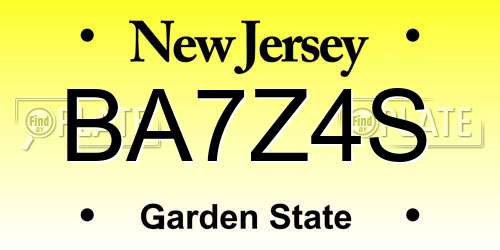 BA7Z4S New Jersey License Plate