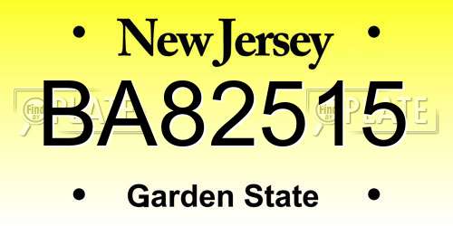 BA82515 New Jersey License Plate