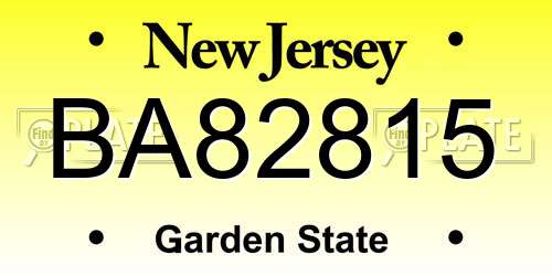 BA82815 New Jersey License Plate