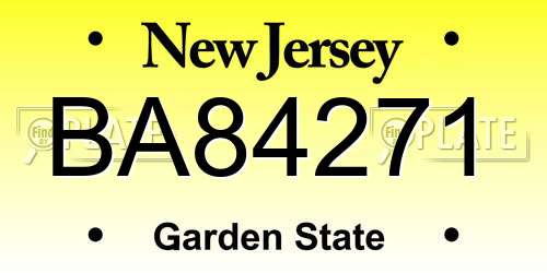 BA84271 New Jersey License Plate