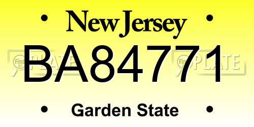 BA84771 New Jersey License Plate