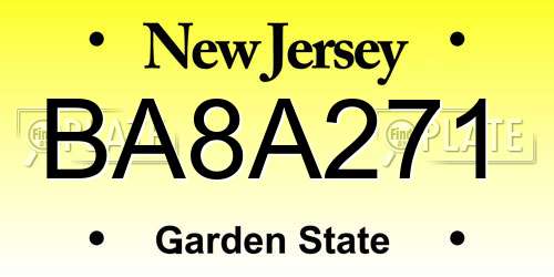 BA8A271 New Jersey License Plate