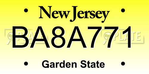 BA8A771 New Jersey License Plate