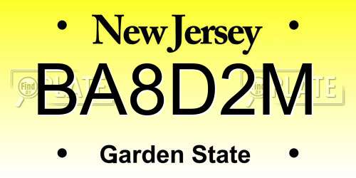 BA8D2M New Jersey License Plate