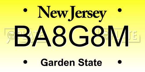 BA8G8M New Jersey License Plate