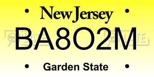 BA8O2M New Jersey License Plate