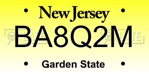 BA8Q2M New Jersey License Plate