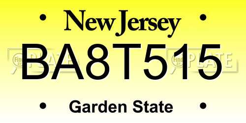 BA8T515 New Jersey License Plate