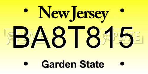 BA8T815 New Jersey License Plate
