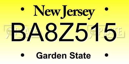 BA8Z515 New Jersey License Plate