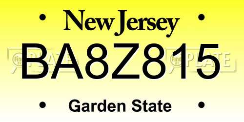 BA8Z815 New Jersey License Plate