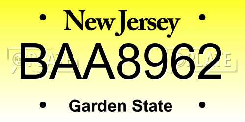 BAA8962 New Jersey License Plate