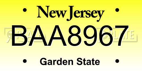 BAA8967 New Jersey License Plate