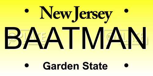 BAATMAN New Jersey License Plate