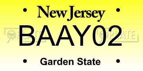BAAY02 New Jersey License Plate