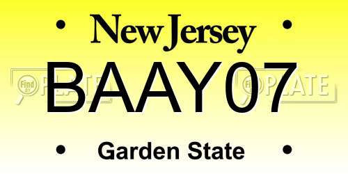 BAAY07 New Jersey License Plate