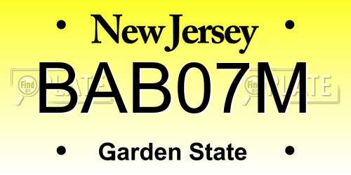 BAB07M New Jersey License Plate