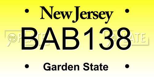 BAB138 New Jersey License Plate