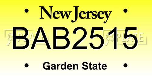 BAB2515 New Jersey License Plate