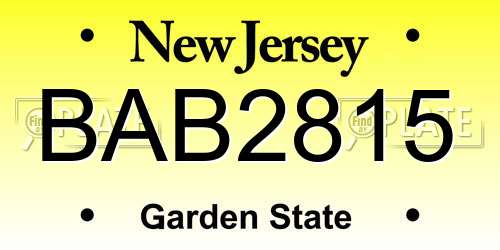BAB2815 New Jersey License Plate