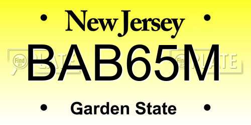 BAB65M New Jersey License Plate