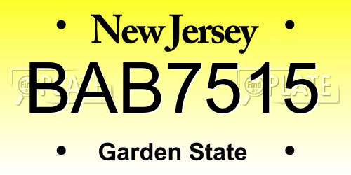 BAB7515 New Jersey License Plate